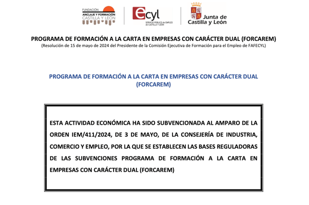 Programa de formación a la carta en empresas con carácter dual (FORCAREM)